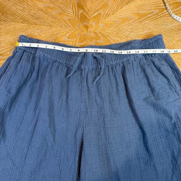 Pact Organic Coastal Double Gauze Split Hem Pants Blue Size XXL Lagenlook - Picture 8 of 11